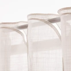 Scheibengardinen Meterware nähfrei Spiralen weiß beige 75cm Höhe