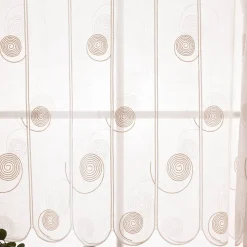 Scheibengardinen Meterware nähfrei Spiralen weiß beige 100cm Höhe