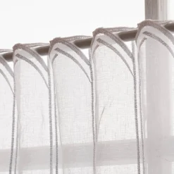 Scheibengardinen Meterware nähfrei Stickerei Bögen weiß 50cm Höhe