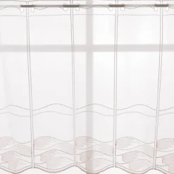 Scheibengardinen Meterware nähfrei Stickerei modern weiß natur rosa 60cm Höhe
