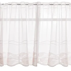 Scheibengardinen Meterware nähfrei Stickerei modern weiß natur rosa 60cm Höhe