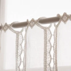 Scheibengardinen Meterware nähfrei Makramee Stickerei ecru 50cm Höhe