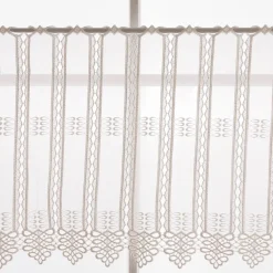 Scheibengardinen Meterware nähfrei Makramee Stickerei ecru 50cm Höhe