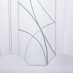 Scheibengardinen Meterware Feinbatist nähfrei Stickerei Linien weiß grün grau 45cm Höhe