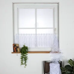 Scheibengardinen Meterware Makrameé-Spitze nähfrei weiß 30cm Höhe