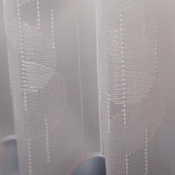 Scheibengardinen Meterware nähfrei Stickerei Kreise Streifen weiß 45cm Höhe