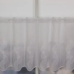 Scheibengardinen Meterware nähfrei Stickerei Kreise Streifen weiß 45cm Höhe