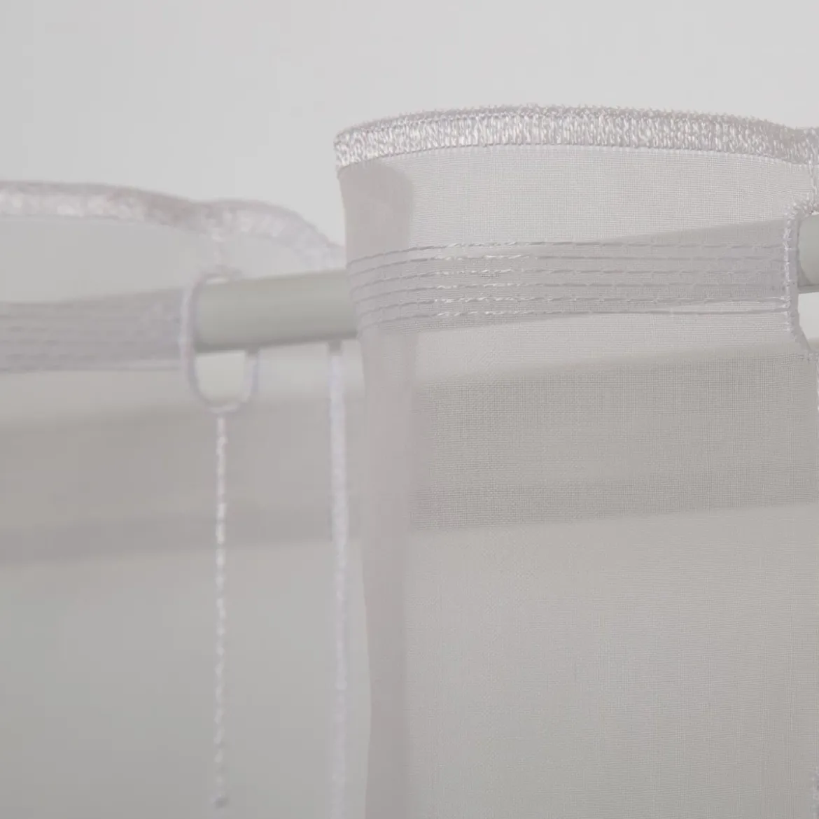 Scheibengardinen Meterware nähfrei Stickerei Kreise Streifen weiß 45cm Höhe