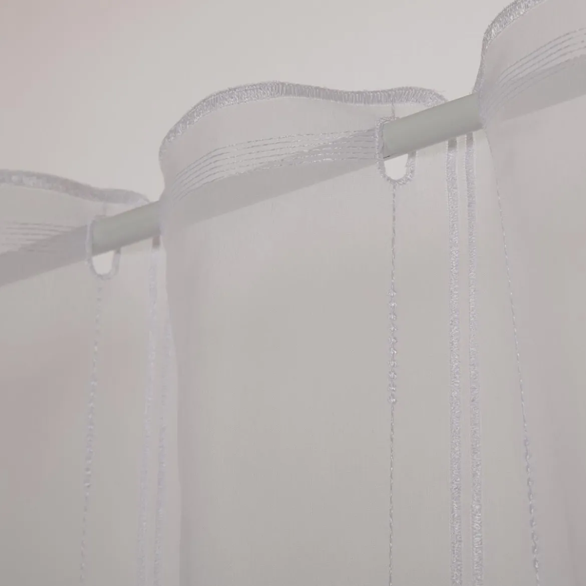 Scheibengardinen Meterware nähfrei Stickerei Kreise Streifen weiß 75cm Höhe