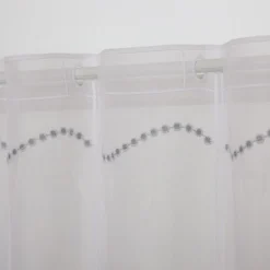 Scheibengardinen Meterware nähfrei Stickerei Pünktchen weiß salbeigrün 50cm Höhe