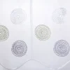 Scheibengardinen Meterware nähfrei Stickerei Kreise weiß grau grün 45cm Höhe