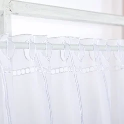 Scheibengardinen Meterware nähfrei Stickerei Kreise weiß grau grün 45cm Höhe