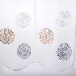 Scheibengardinen Meterware nähfrei Stickerei Kreise weiß grau beige 45cm Höhe
