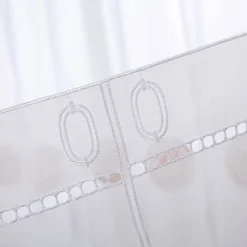 Scheibengardinen Meterware nähfrei Stickerei Kreise weiß grau beige 45cm Höhe