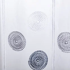 Scheibengardinen Meterware nähfrei Stickerei Kreise weiß grau blau 45cm Höhe