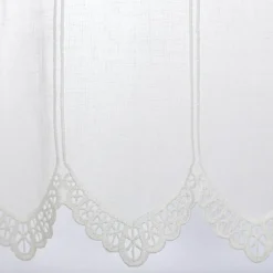 Scheibengardinen Meterware nähfrei Makrameé Leinenoptik wollweiß 45cm Höhe