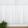 Scheibengardinen Meterware Makrameé-Stickerei Leinenstruktur nähfrei wollweiß 60cm Höhe