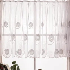 Scheibengardinen Meterware nähfrei Spiralen weiß grau 75cm Höhe
