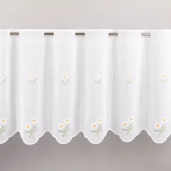 Scheibengardinen Meterware nähfrei Stickerei Blumen weiß 45cm Höhe