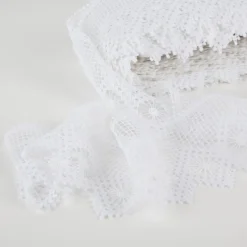 Scheibengardinen Meterware Häkelborte ecru 13cm hoch