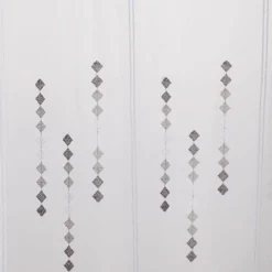 Scheibengardinen Meterware Effektvoile Stickerei Raute weiß grau 60cm hoch
