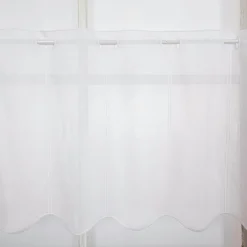 Scheibengardinen Meterware Batist Stickerei uni wollweiß 90cm hoch