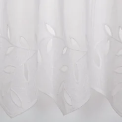 Scheibengardine Stickerei Batist-Voile Blätter weiß 50cm Höhe