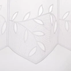 Scheibengardine Stickerei Batist-Voile nähfrei Blätter weiß 70cm Höhe