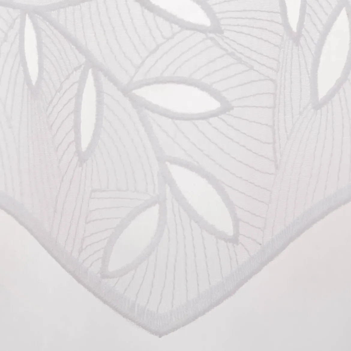 Scheibengardine Stickerei Batist-Voile Blätter weiß 20cm Höhe