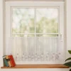Scheibengardine Stickerei Kreise weiß grau beige nähfrei kürzbar 45x145cm (BxH)