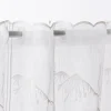 Scheibengardine Stickerei Leinenoptik nähfrei Winterhaus wollweiß 30cm Höhe