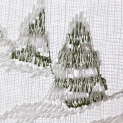 Scheibengardine Stickerei Leinenoptik nähfrei Winterhaus wollweiß 30cm Höhe
