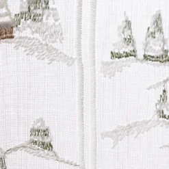 Scheibengardine Stickerei Leinenoptik nähfrei Winterhaus wollweiß 45cm Höhe