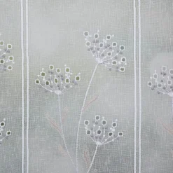 Scheibengardine Stickerei Leinenoptik Blumen weiß 60x145cm (HxB)