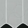 Scheibengardine Voile mit Kreise Lurex weiß lila mint Spitze 60cm Höhe