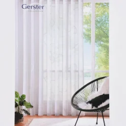 Scherli Gardinenstoff EASY CARE transparent Leinenstrukur Grafik Schlingendessin ecru 2,95m Höhe