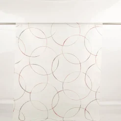 Schiebegardine Meterware Bambusoptik Stickerei Kreise weiß rot 60cm Breite