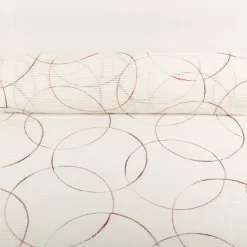 Schiebegardine Meterware Bambusoptik Stickerei Kreise weiß rot 60cm Breite