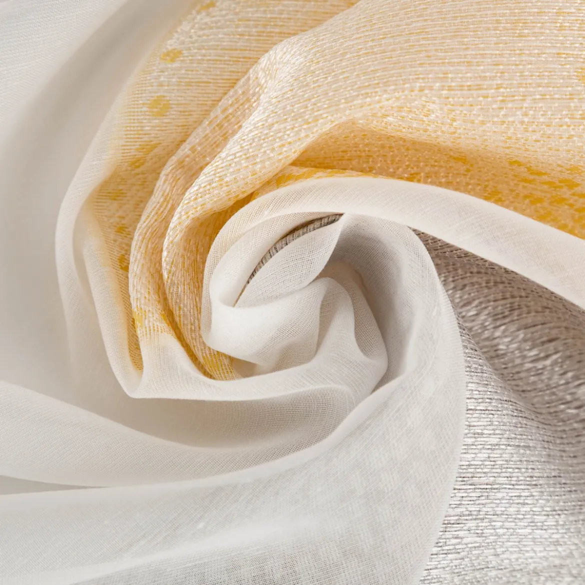 Schiebegardinen Meterware Effektvoile Scherli Kreise ecru gelb grau 60cm Breite