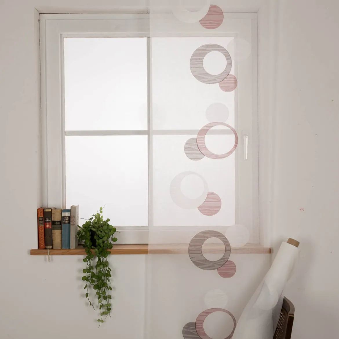 Schiebegardinen Meterware Leinenstruktur Scherli ecru grau rot 60cm Breite