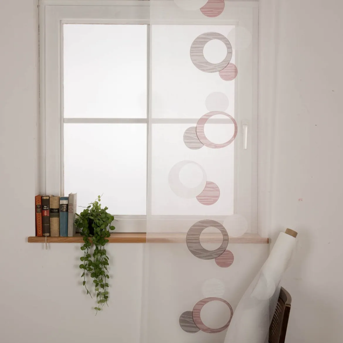 Schiebegardinen Meterware Leinenstruktur Scherli ecru grau rot 60cm Breite