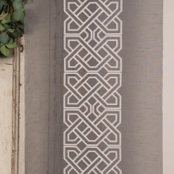 Schiebevorhang Batistoptik bestickt Ornament anthrazit grau weiß 245x60cm