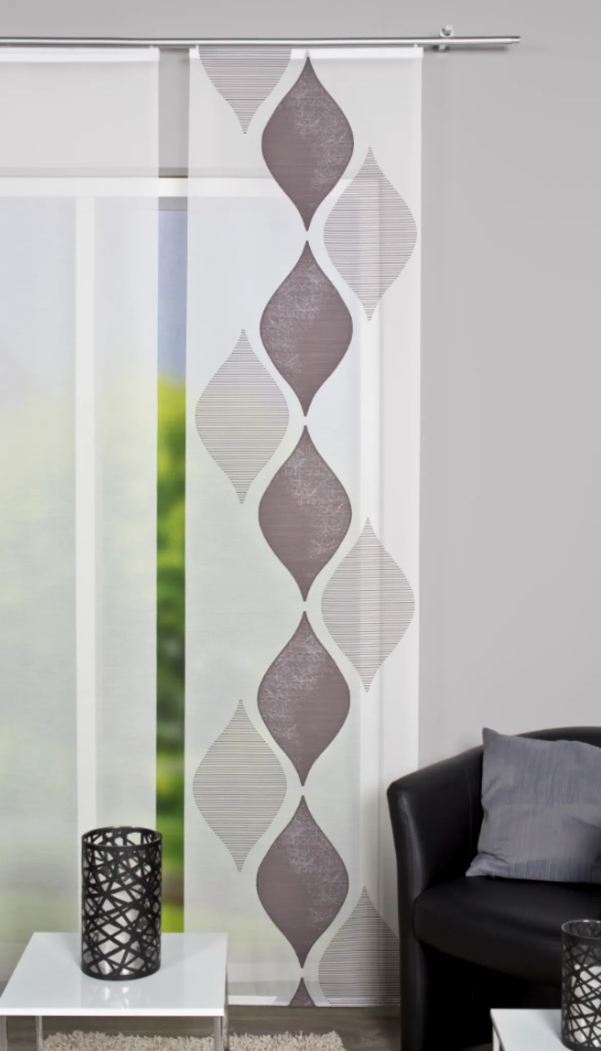 Schiebevorhang Flächenvorhang Flächenschal Paneel Scherli Effektvoile weiche Raute grau 60x245cm