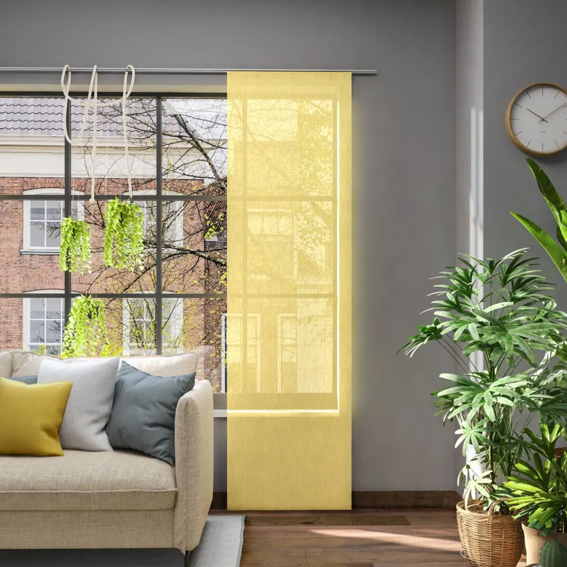Schiebevorhang Flächenvorhang Libre Eco aus recyceltem Polyester einfarbig hellgrün 245x60cm
