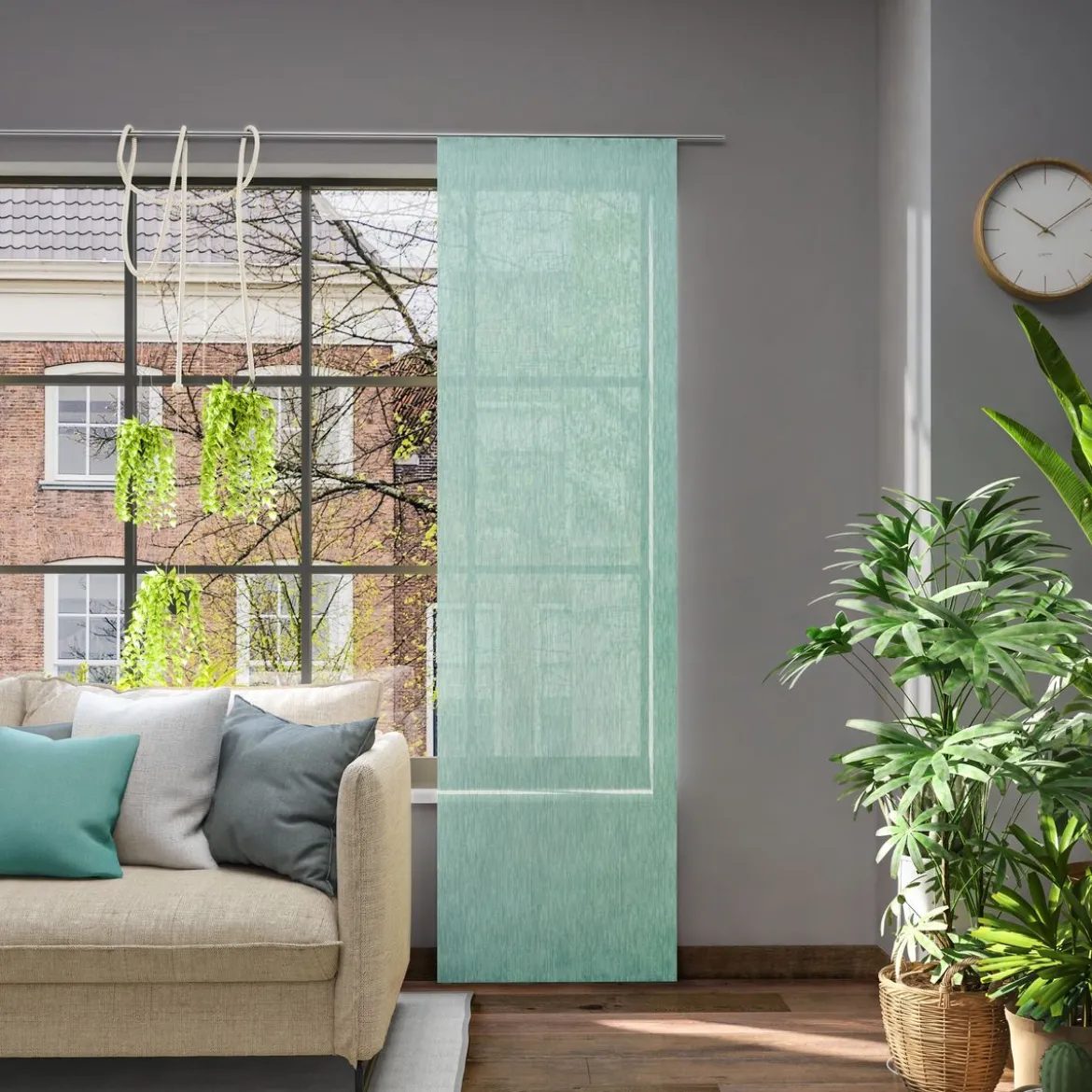 Schiebevorhang Flächenvorhang Libre Eco aus recyceltem Polyester einfarbig türkis 245x60cm