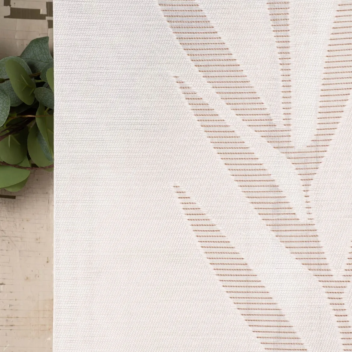 Schiebevorhang Flächenvorhang Scherli Blätter weiß braun 245x60cm