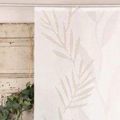 Schiebevorhang Flächenvorhang Scherli Blätter weiß braun 245x60cm