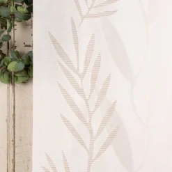 Schiebevorhang Flächenvorhang Scherli Blätter weiß braun 245x60cm