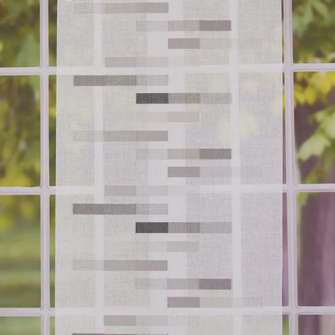 Schiebevorhang Leinenoptik Scherli Effektstreifen weiß grau schwarz 245x60cm