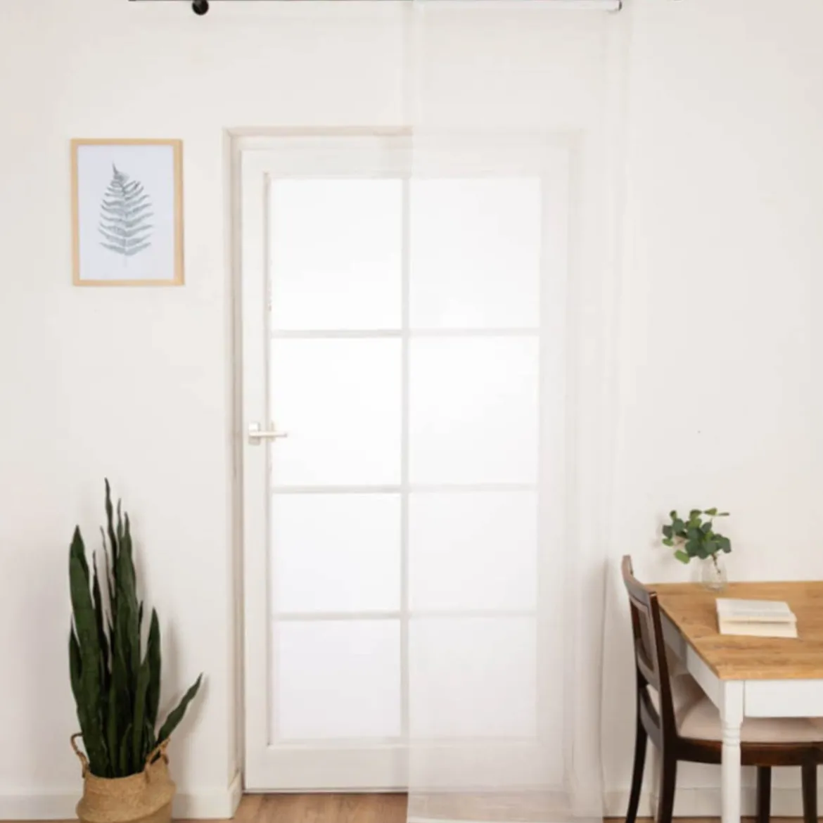 Schiebevorhang Leinenstruktur Voile transparent weiß 245x60cm (BxH)